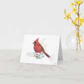 Carte de vacances Red Cardinal Bird (Fleur jaune)