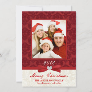 Carte de vacances Red Damask Flat Photo