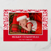 Carte de vacances Red Damask Foil (Recto)