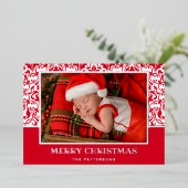 Carte de vacances Red Damask Foil (Debout devant)