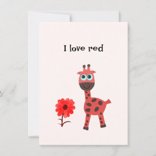 Carte de vacances Red girafe Flat