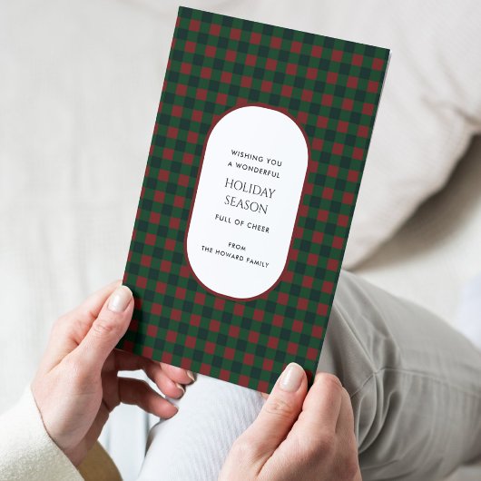 Carte de vacances Red Green Buffalo Plaid Typograp