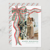 Carte de vacances Red & Green Christmas Plaid Bow  (Devant / Derrière)
