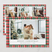Carte de vacances Red Green Christmas Plaid Photo (Devant / Derrière)
