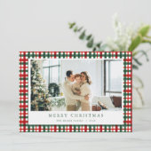 Carte de vacances Red Green Christmas Plaid Photo (Debout devant)