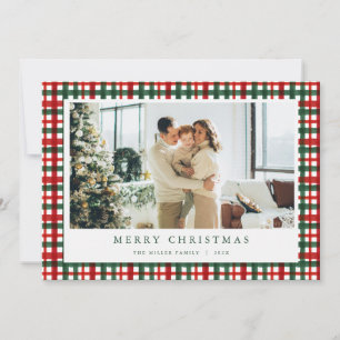 Carte de vacances Red Green Christmas Plaid Photo