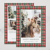 Carte de vacances Red Green Christmas Plaid Photo (Devant / Derrière)