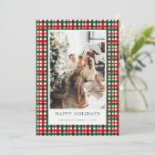Carte de vacances Red Green Christmas Plaid Photo (Debout devant)