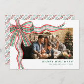 Carte de vacances Red Green Noël Plaid Bow (Devant / Derrière)