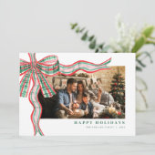 Carte de vacances Red Green Noël Plaid Bow (Debout devant)