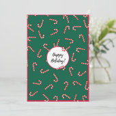 Carte de vacances Red & Green Stripe Candy (Debout devant)
