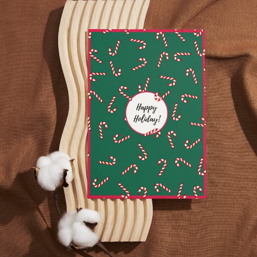 Carte de vacances Red & Green Stripe Candy
