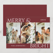 Carte de vacances Red Merry and Bright 3 Photo Col (Devant / Derrière)