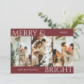 Carte de vacances Red Merry and Bright 3 Photo Col (Debout devant)