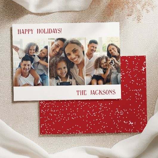 Carte de vacances Red Modern Photo Collage avec ne