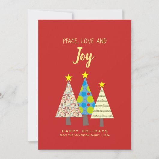 Carte de vacances Red Peace Love Joy (Devant)