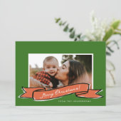 Carte de vacances Red Ribbon Green Christmas (Debout devant)
