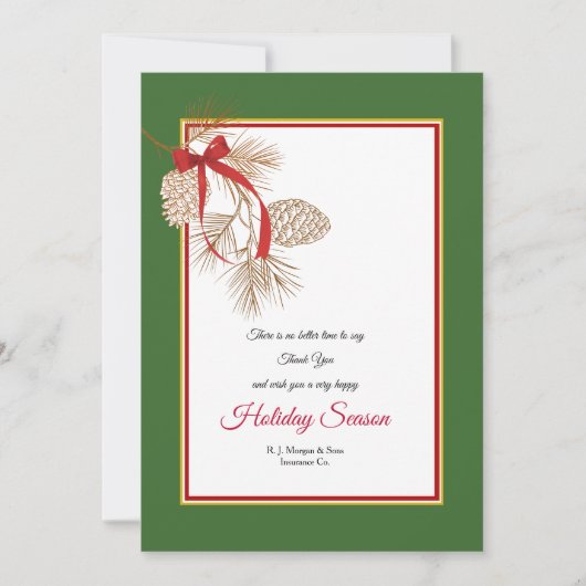 Carte de vacances Red Ribbon Pinecones (Devant)