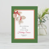 Carte de vacances Red Ribbon Pinecones (Debout devant)