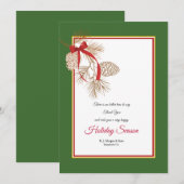 Carte de vacances Red Ribbon Pinecones (Devant / Derrière)