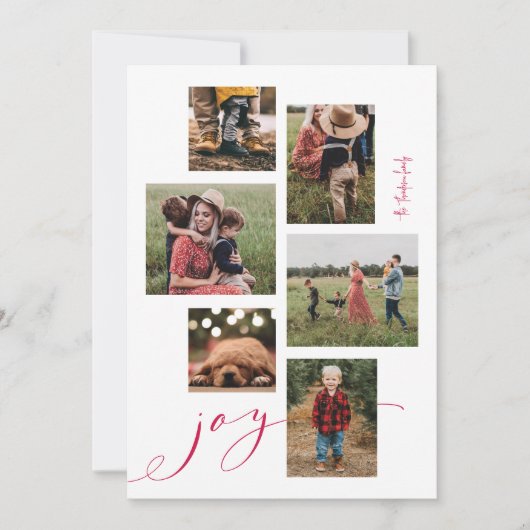 Carte de vacances Red Script Joy Multi-Photo (Devant)