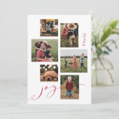 Carte de vacances Red Script Joy Multi-Photo (Debout devant)