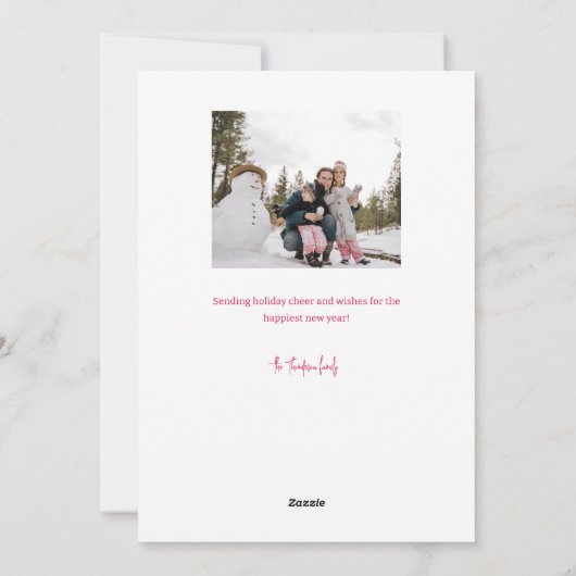 Carte de vacances Red Script Joy Multi-Photo (Dos)