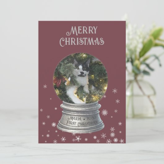 Carte de vacances Red Snowglobe (Debout devant)