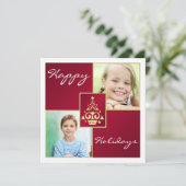 Carte de vacances Red, White, Gold Christmas Tree (Debout devant)