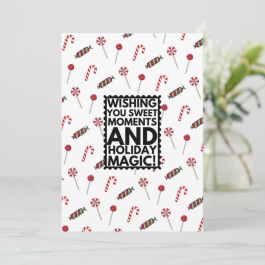 Carte de vacances Red & White Stripe Candy (Debout devant)