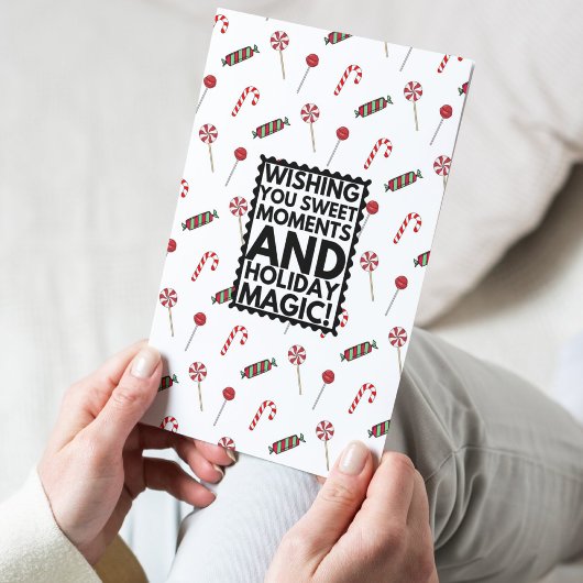 Carte de vacances Red & White Stripe Candy