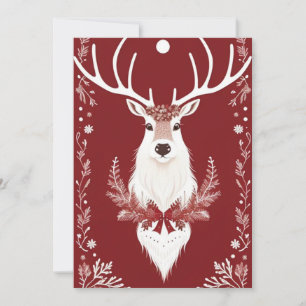 Carte de vacances Reindeer Blanc Plat