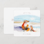 Carte de vacances Renard enneigés dans un creux (Devant / Derrière)