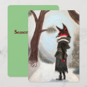 Carte de vacances Renard Hiver Peinte à la main (Devant / Derrière)