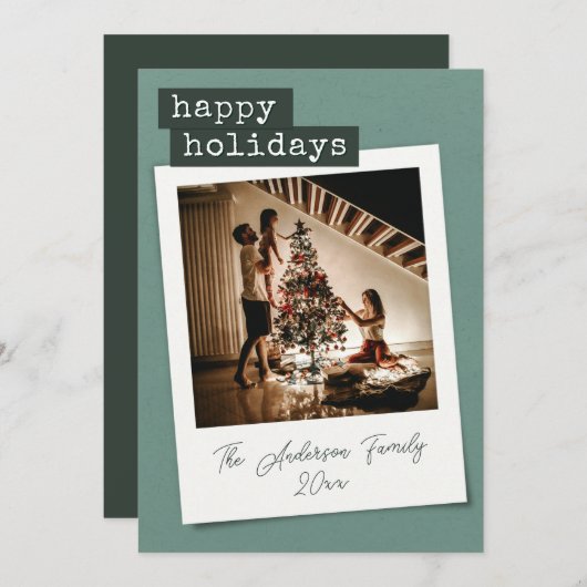 Carte de vacances rétro avec photo instantanée (Devant / Derrière)