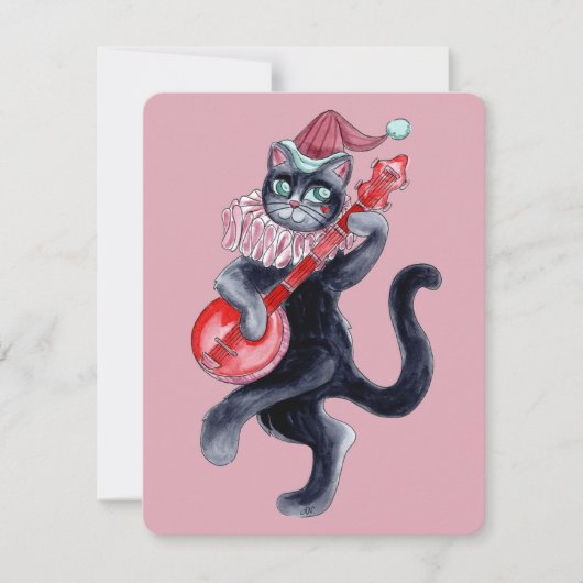 Carte de vacances Retro Cat Watercolor Illustratio (Devant)