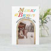 Carte de vacances rétro colorée Merry & Bright (Debout devant)
