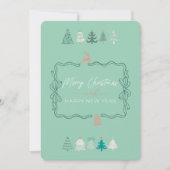 Carte de vacances rétro Doodle d'arbres chics et à (Devant)