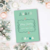 Carte de vacances rétro Doodle d'arbres chics et d