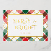 Carte de vacances Retro Plaid Merry & Bright Golf (Recto)