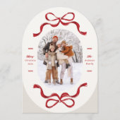 Carte de vacances Retro tendance Red Bows Oval Pho (Devant)
