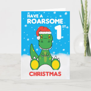 Carte de vacances Roarsome 1er Dinosaur de Noël
