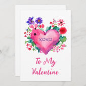 Carte de vacances romantique Valentine's Heart Fla (Devant / Derrière)