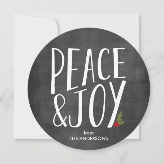 Carte de vacances ronde Peace & Joy Chalkboard (Devant)
