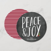 Carte de vacances ronde Peace & Joy Chalkboard (Devant / Derrière)