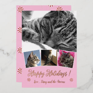 Carte de vacances rose gold en collage photo de ch