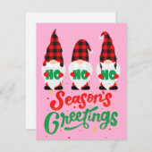 Carte de vacances rose pour Gnomes (Devant / Derrière)