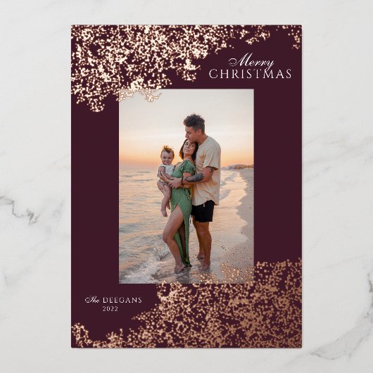 Carte de vacances rouge à paillettes en relief de  (Recto)