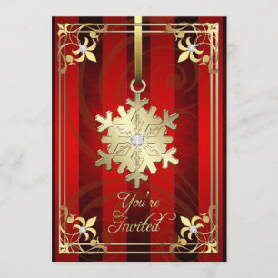 Carte de vacances rouge dorée pour les fêtes de ne