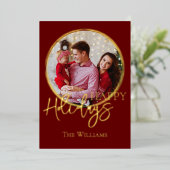 Carte de vacances rouge élégante classique pour ph (Debout devant)